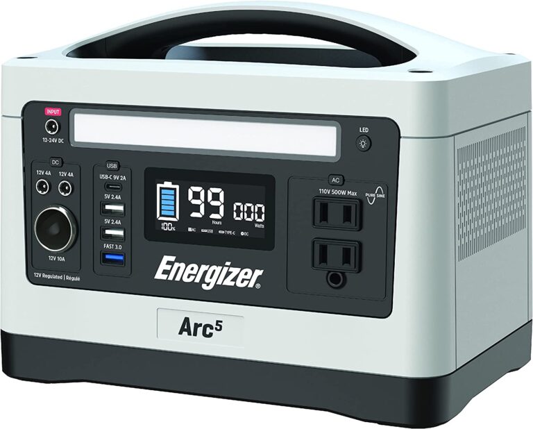 Energizer Arc5 Lithium-ion 550Wh, 500W Portable Power Station with MPPT and Regulated 12V