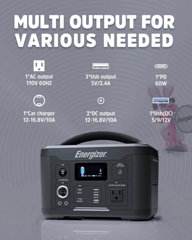 Energizer Portable Power Station 600W 626Wh Solar Generator with 4 USB-A Output